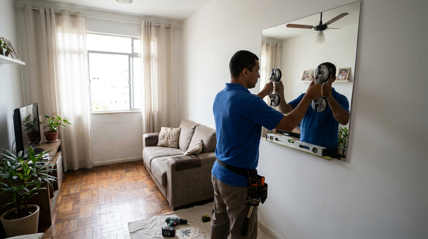 Espelho sob medida com parquet em Natal-RN