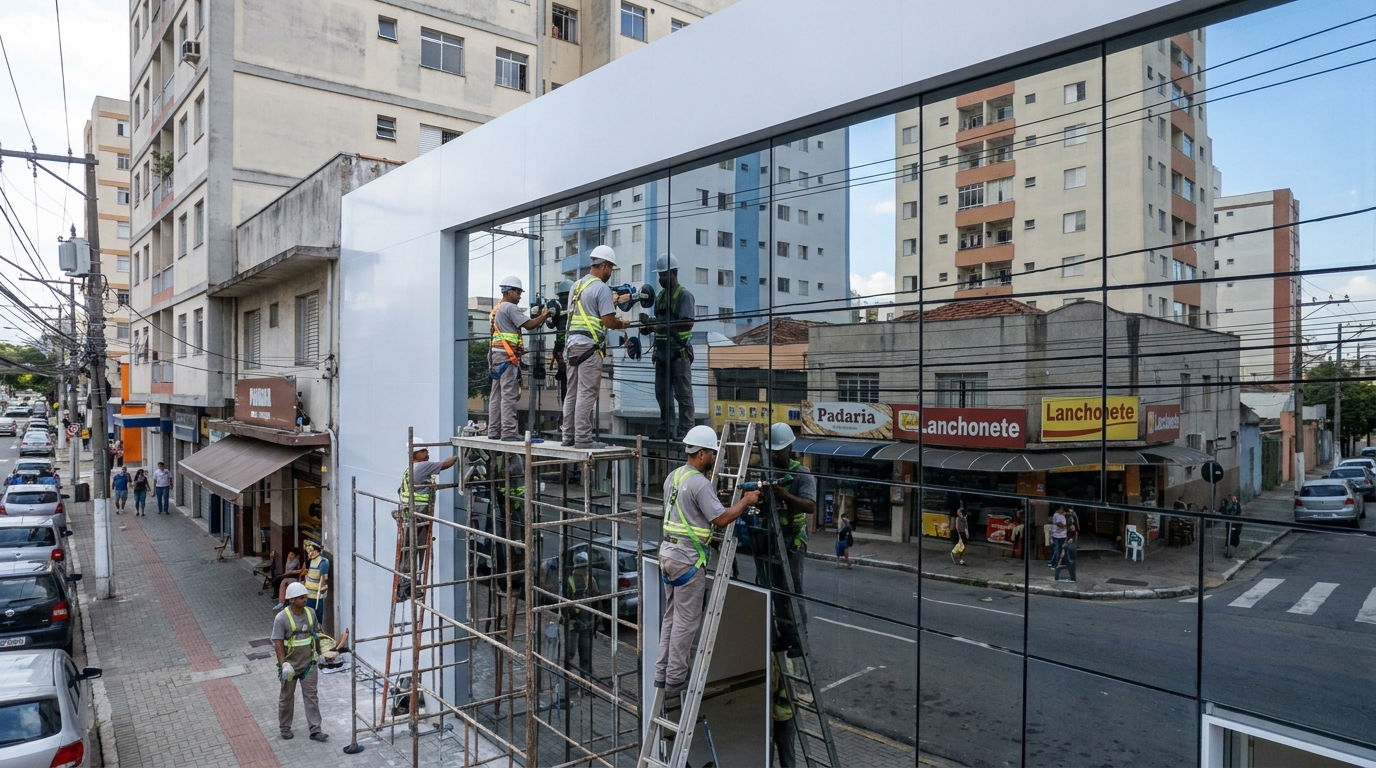 Fachada espelhada em esquina em Natal-RN